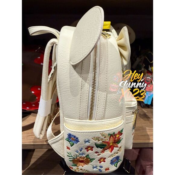 Loungefly Disney Minnie Mouse Embroidered Floral Bow Mini Backpack - Picture 4 of 4